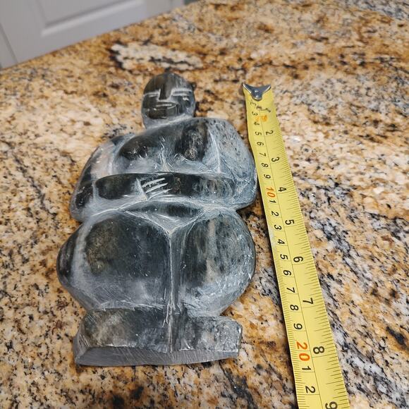 Vintage African/Inuit Soapstone Carving Human Figure Sculpture Black - Picture 7 of 8